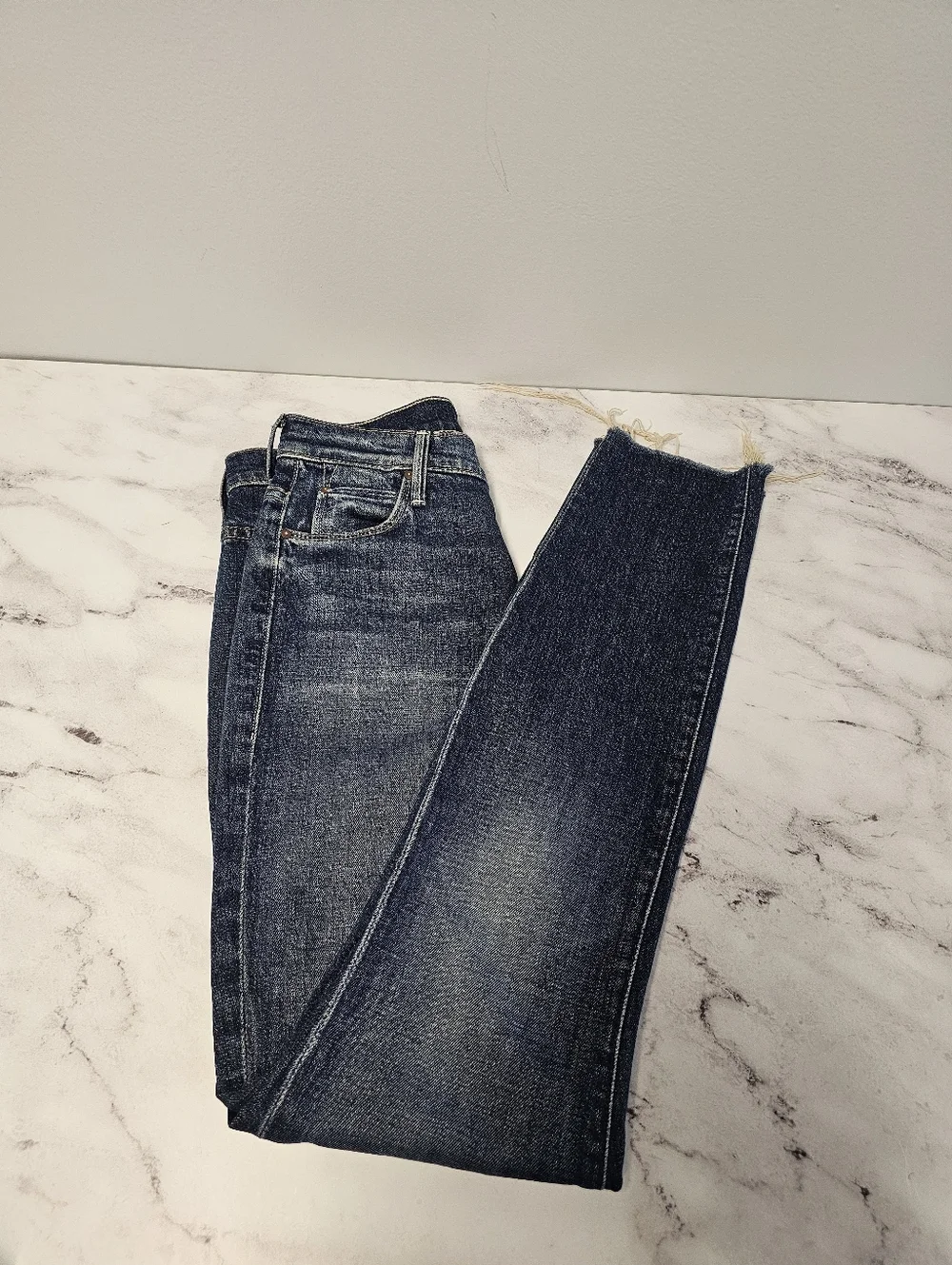 MOTHER The Stunner Fray High Rise  Roasting Nuts Blue Skinny Jeans 25 Preowned - Picture 4 of 11